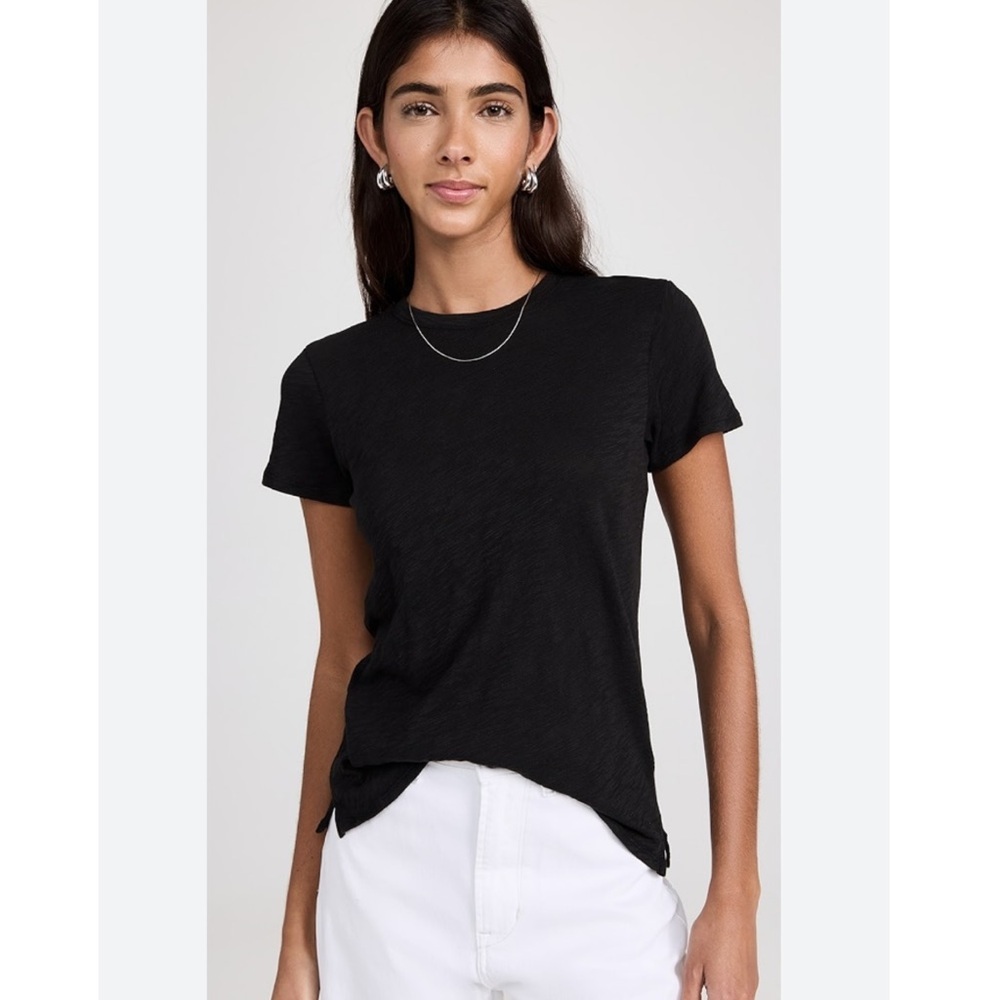 ATM Slub Jersey Schoolboy Crew Neck Tee in Black.